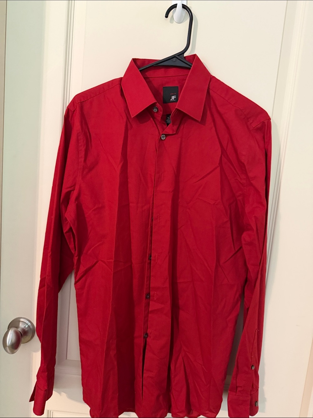 jf j.ferrar Men's Solid Red Dress Shirt